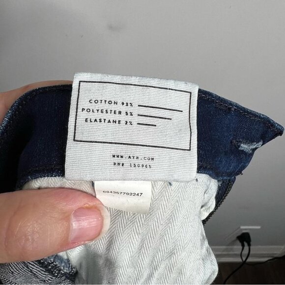 AYR Womens Size 25 High Rise Ankle Slit Jean Stretch Skinny Whiskered Denim Blue - Picture 10 of 12